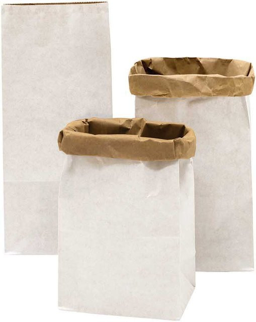 Rico Design Paper Poetry Maxi-Blockbodenbeutel aus Kraftpapier, 3 Stück, Weiß-Braun, B: 41 cm, H: 18 cm, T: 12 cm - Bild 1