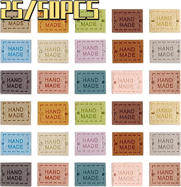 Set aus 25 oder 50 bunten PU-Leder-Etiketten für DIY-Projekte wie Kleidung, Hüte und Taschen - Bild 1
