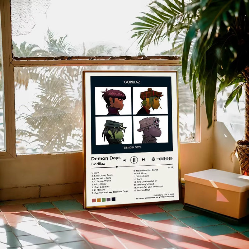 Gorillaz Anime Poster im Vintage-Stil als mehrfarbige Wandkunst für dein Zuhause, rechteckiges Porträt aus Papier, rahmenlos - Bild 5