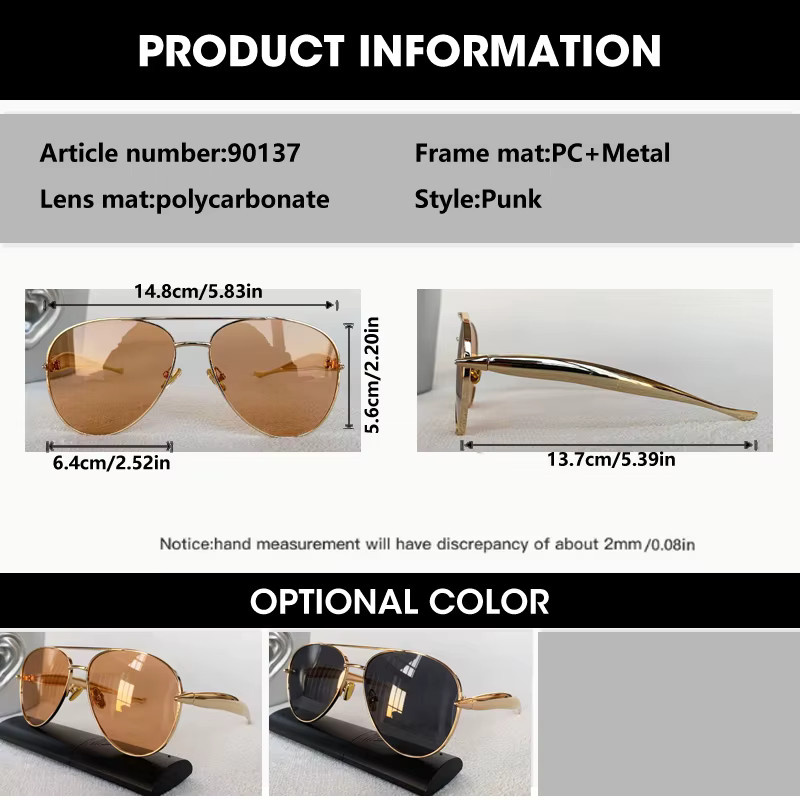 OCYCO Sonnenbrille Aviator, Metall, Vollrand, Gold, Unisex - Bild 2