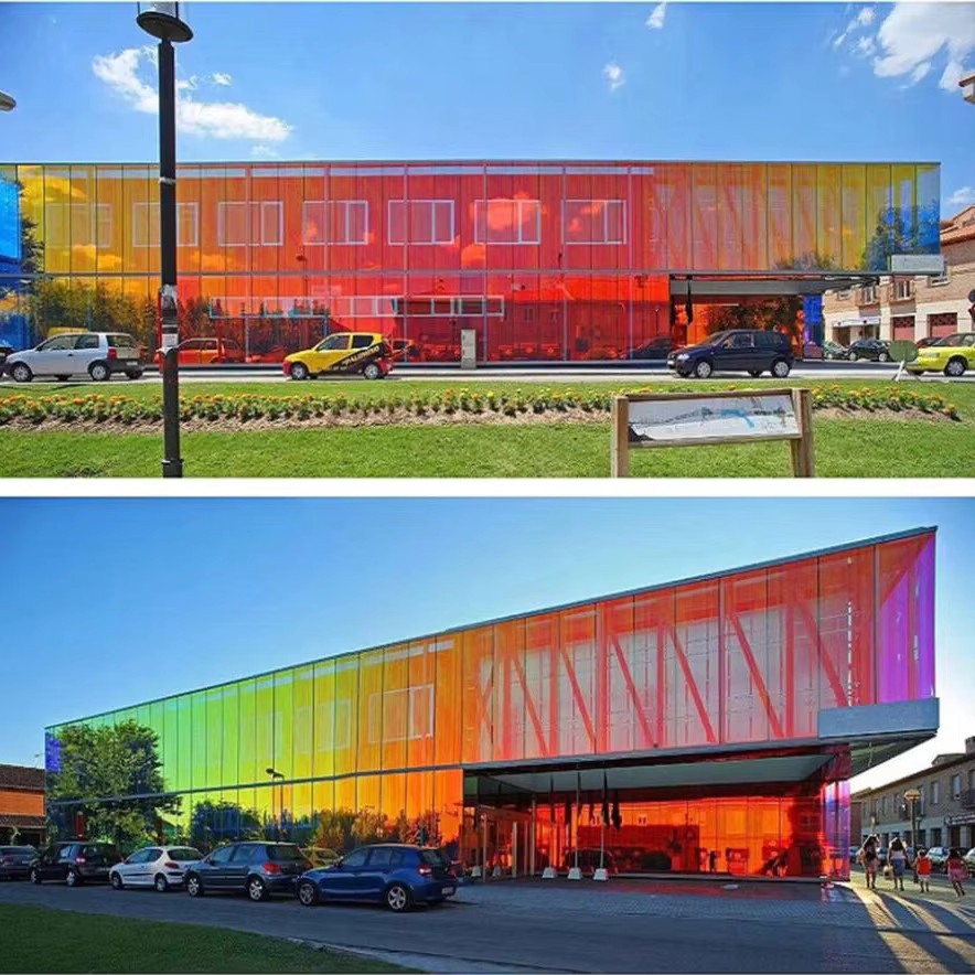 AFDB Chameleon Dichroic Fensterfolie Selbstklebend Bunt Dekoratives Buntglas für Büro und Mall in Multicolour - Bild 2