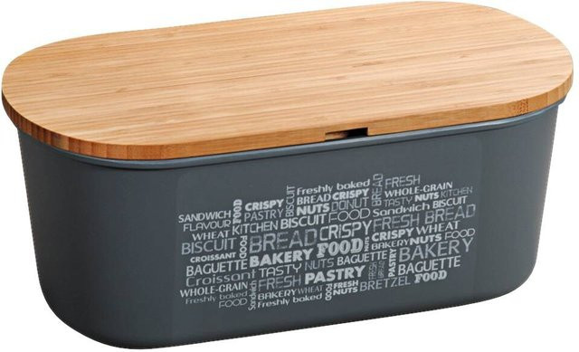 Kesper Brotbox aus Bambus in Grau mit Schneidebrett-Deckel, B/H/L: 18 x 14 x 34 cm - Bild 1
