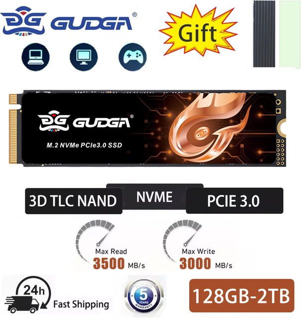 Gudga M.2 NVMe PCIe 3.0 SSD 512GB mit 512MB DRAM in Schwarz für PC oder Laptop - Bild 1