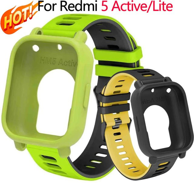 CAOWTAN Uhrenarmband und Hülle, Silikon, Schwarz, Unisex, Redmi Watch 5Active/5Lite - Bild 1