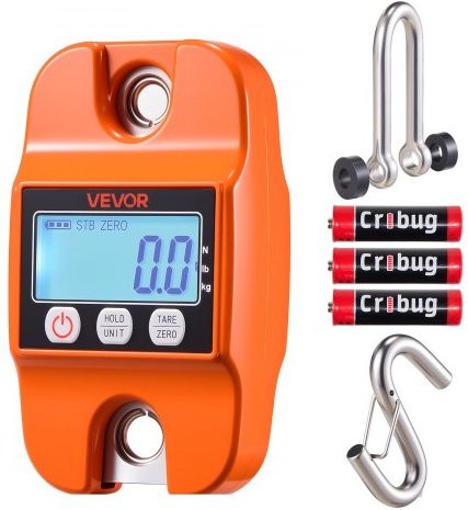 VEVOR Digitale Kranwaage Orange, Hängewaage mit Aluminiumgehäuse und LCD-Display, Tragkraft 400 kg - Bild 1