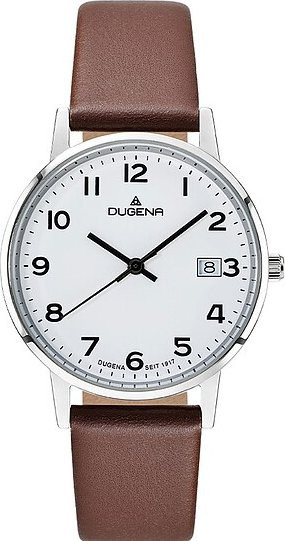 Dugena Damenuhr, Quarz, Edelstahl, Leder, Weiß, 33 mm - Bild 1