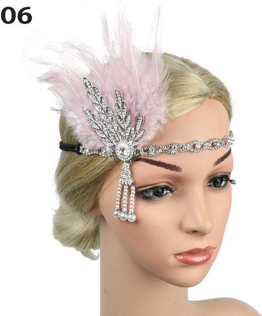 Haarband Feder, Strass, rosa, Damen - Bild 1