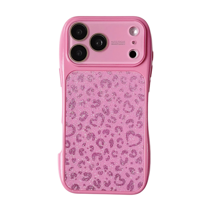 Stoßfeste Schutzhülle mit Glitzer-Herz und Leopardenmuster für Apple iPhone 17 16 15 14 13 Pro Max in Silber - Bild 5
