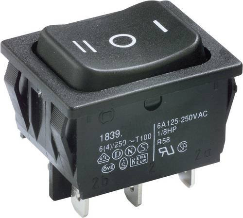Marquardt Wippschalter 1839.1507 Schwarz 250 V/AC 6A 2 x Ein/Aus/Ein IP40 rastend - Bild 1