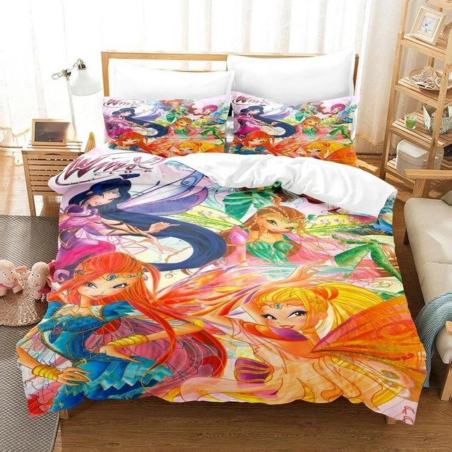 Winx Bettwäsche-Set mit 3D-Anime-Print für Erwachsene und Mädchen, Mikrofaser, Mehrfarbig, B/H: 260 x 220 cm - Bild 1