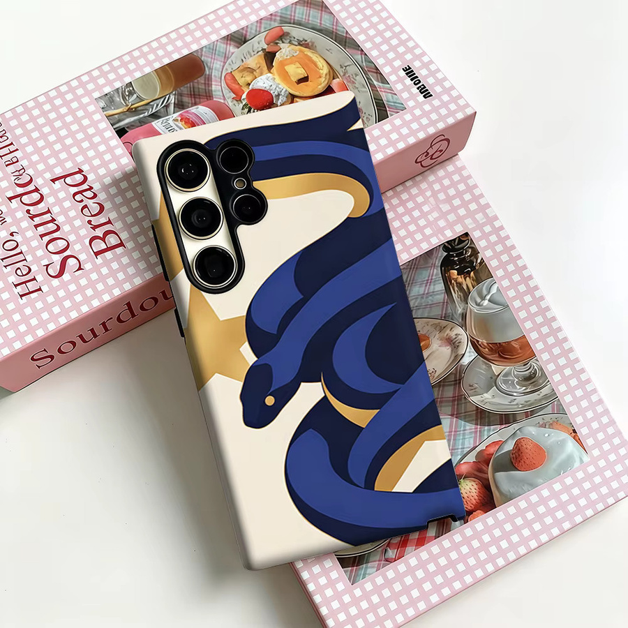 Potdemiel Handyhülle Golden Star Serpent für Samsung Galaxy S26 S25 S24 S23 Ultra Plus, stoßfeste Doppelschicht Rückabdeckung, Gold/Multicolor - Bild 3