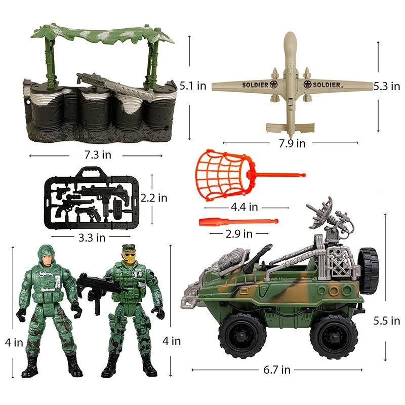 Yiran toy 1 Soldaten-Set Armeefahrzeuge Militärwaffen Armeegrüne Tarnung ab 18+ - Bild 1