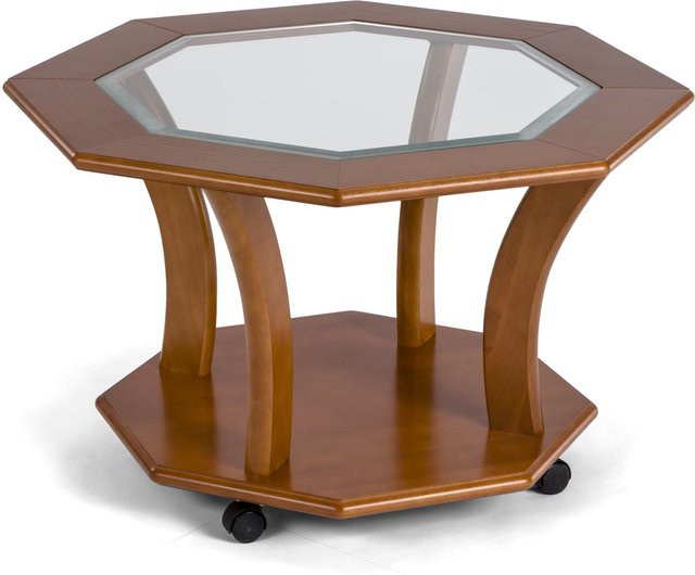 Couchtisch HASSE 1565 HK-565-08 in Braun mit Kirschbaum furniert und Klarglas - Bild 1