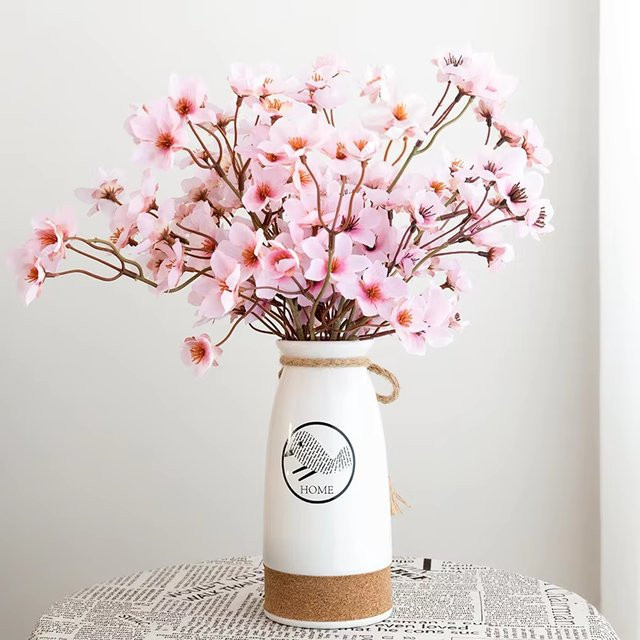 MENGHAO Künstliche Kirschblüten-Blume in Rosa und Weiß aus Textil, 40 cm Höhe - Bild 1