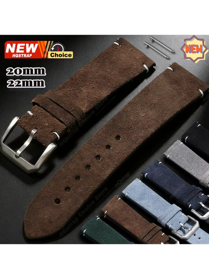 HQstrap Uhrenarmband Leder, Wildleder, 20mm 22mm, Unisex - Bild 5