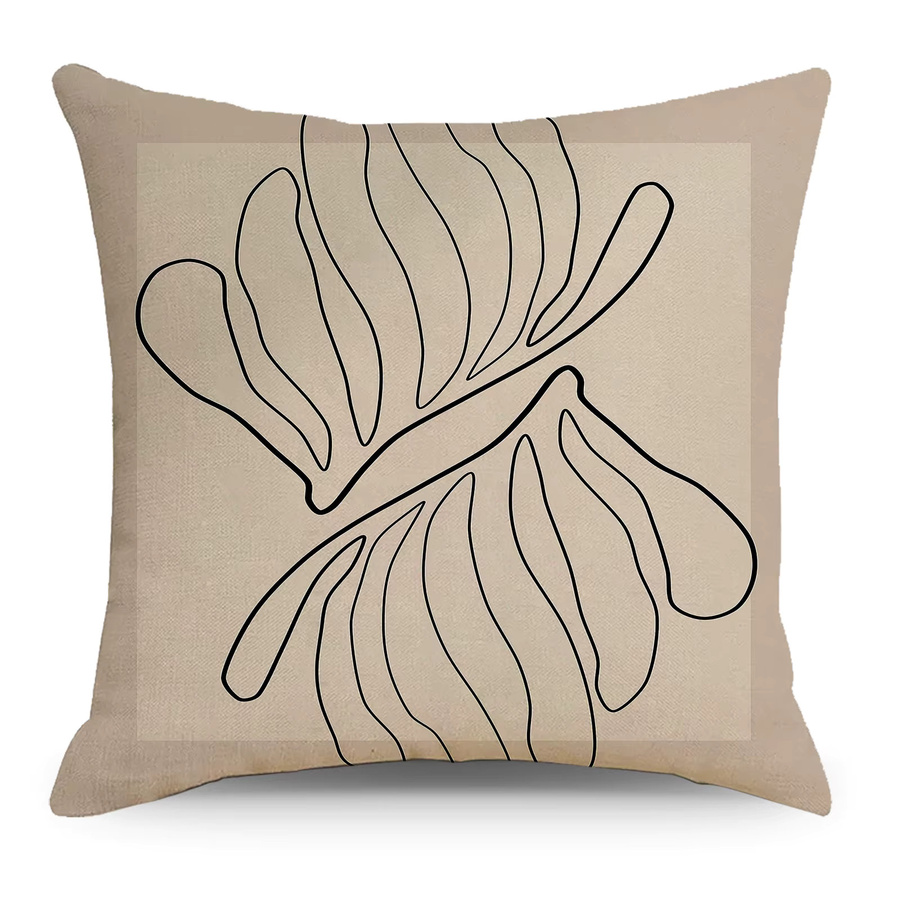 VIKAMA Kissenbezug aus Leinen mit nordischem abstrakten Design, quadratisch, B/T/H: 30 x 30 x 30 cm - Bild 2