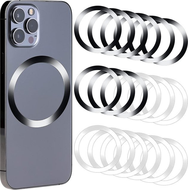 Universelle magnetische Metallringe aus Edelstahl in Silber für MagSafe Ladegeräte und iPhone oder Samsung - Bild 1
