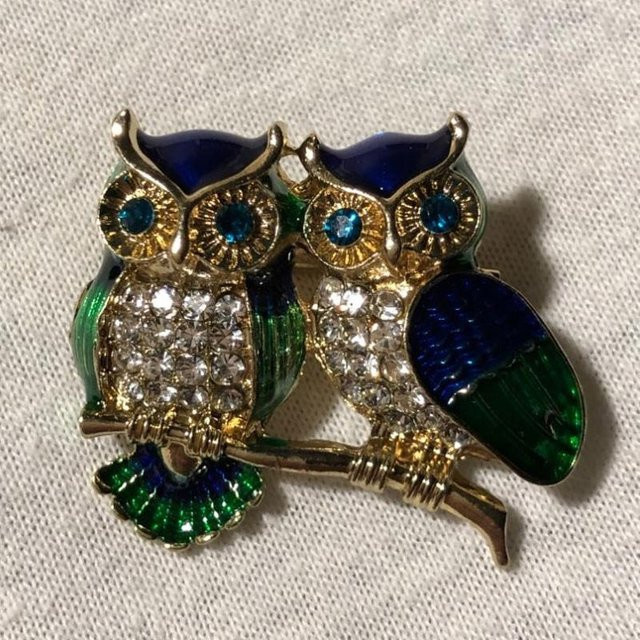 YIRAN Jewelry Eulen-Brosche, Emaille, Kristall, Schwarz, Damen - Bild 1