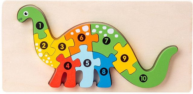 Yiran toy 3D Stereoskopisches Montessori Puzzle, Dinosaurier, Holz, ab 3 Jahre - Bild 1