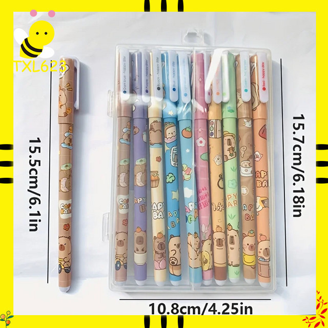 Capibala Gel Stifte Set mit Cartoon-Motiv, 10 Stück, 0,5 mm Stiftstärke, Mehrfarbig, ideale Schreibwaren für Schule, Büro und DIY-Projekte - Bild 1