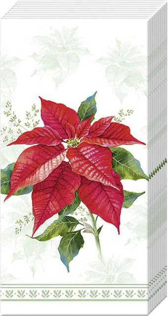 Papiertaschentücher Classic Poinsettia mit Weihnachtsstern-Motiv in Rot - Bild 1