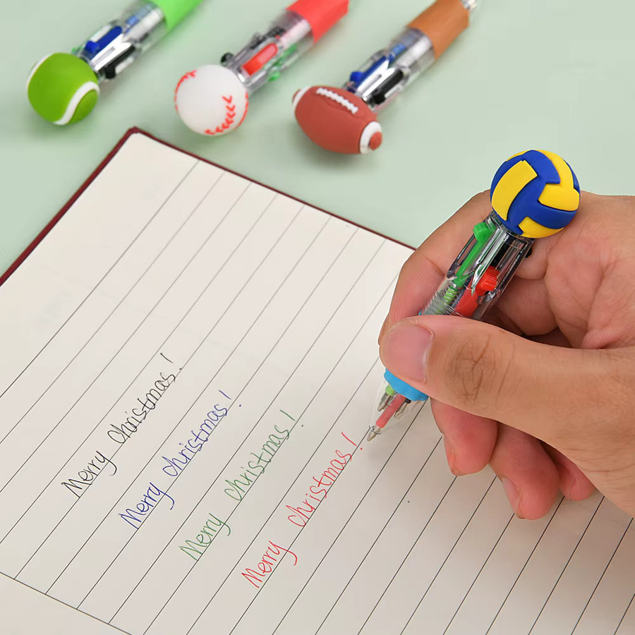 TWBEB 4-in-1 Mini-Sport-Kugelschreiber mit Fußball, Basketball und Rugby Design, mehrfarbige Tinte, Schul- und Bürobedarf - Bild 2