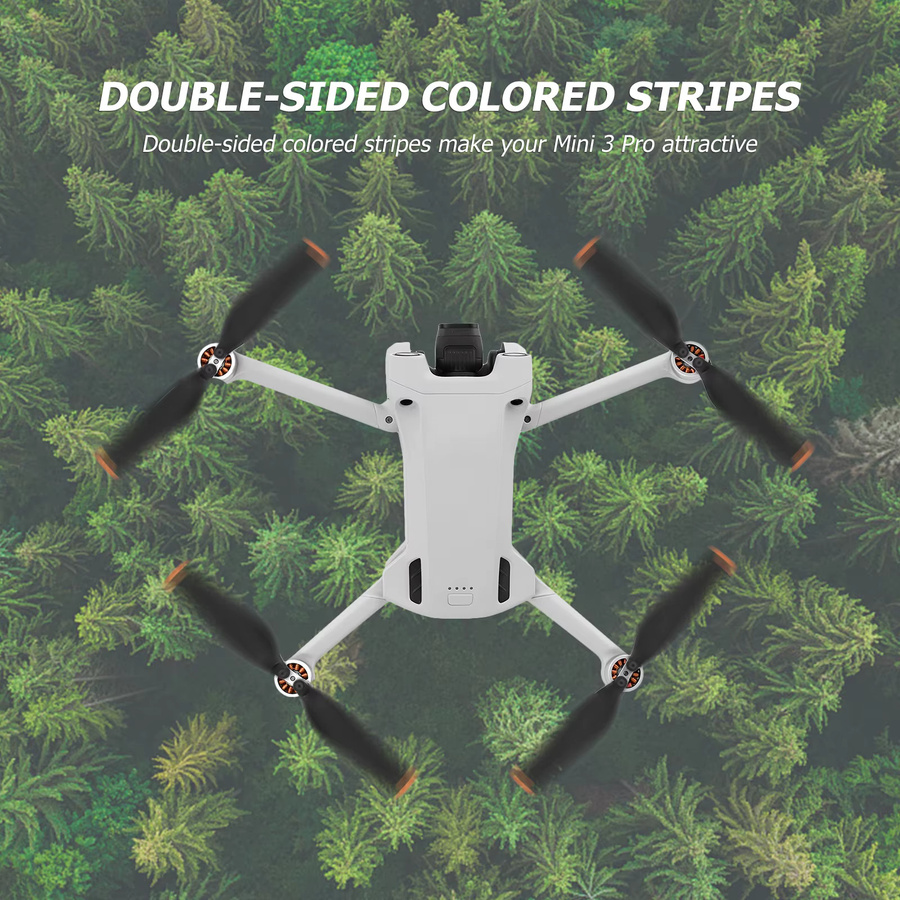 8 Stück Schnellspannpropeller für DJI Mini 3 Pro Drohne in Schwarz und Orange - Bild 3