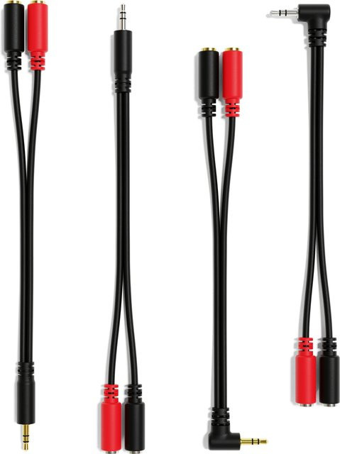 ExcelValley Stereo zu 2 Mono Splitter-Kabel, 3,5mm Mini-Klinkenstecker TRS zu Dual TS, Schwarz - Bild 1