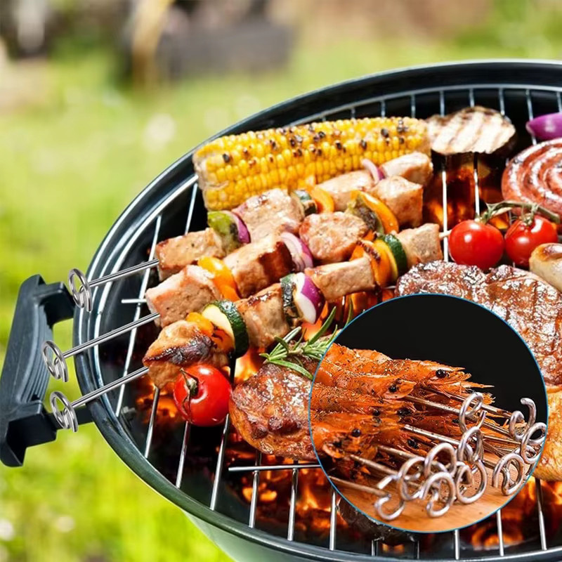 12er Set JYN Grillspieße aus Edelstahl in Silber für Airfryer, Ofen und BBQ - Bild 5