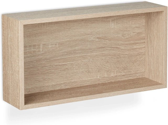 Relaxdays Wandregal Würfel 3er Set aus MDF in Natur mit Maserung, B/H/T: 49 x 25 x 12 cm - Bild 1