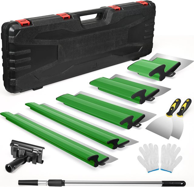 Jugacool Trockenbau Skimming Klingen Set aus Aluminium, 5 Stück, Farben: Blau und Grün, Breite: 15 cm, 25 cm, 40 cm, 60 cm, 80 cm - Bild 1