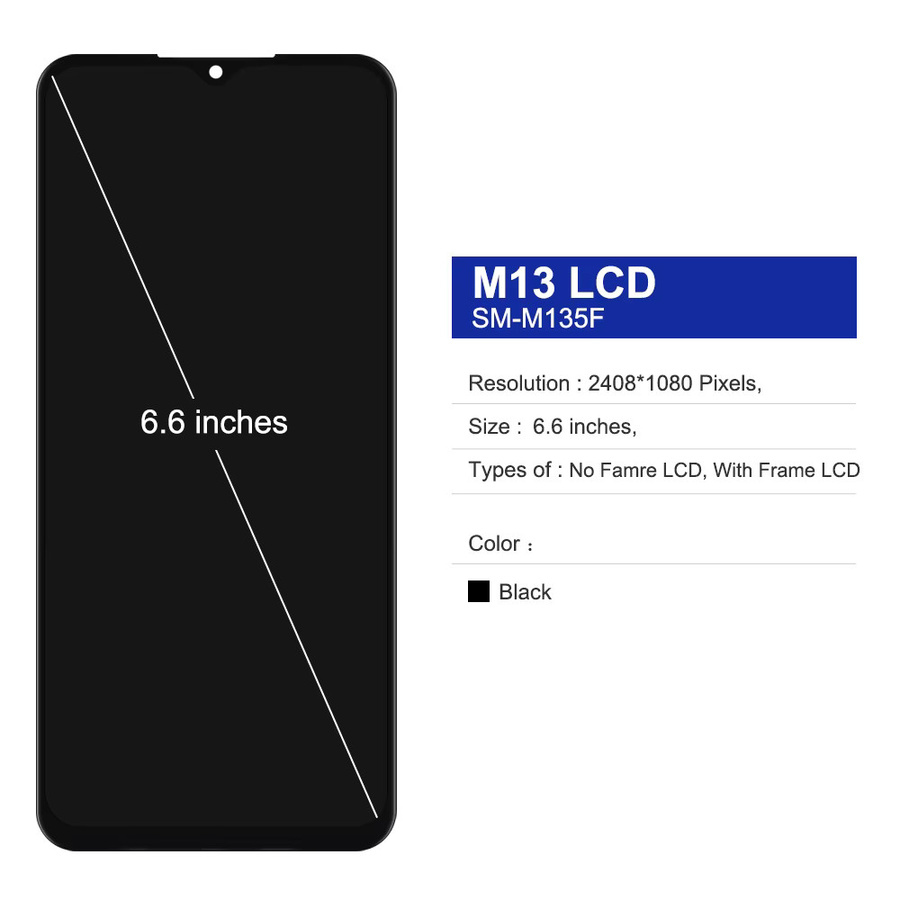 Samsung Galaxy M13 M135 AMOLED LCD Display mit Touchscreen Digitizer Montage und Rahmen in Schwarz für SM-M135F Ersatz - Bild 2