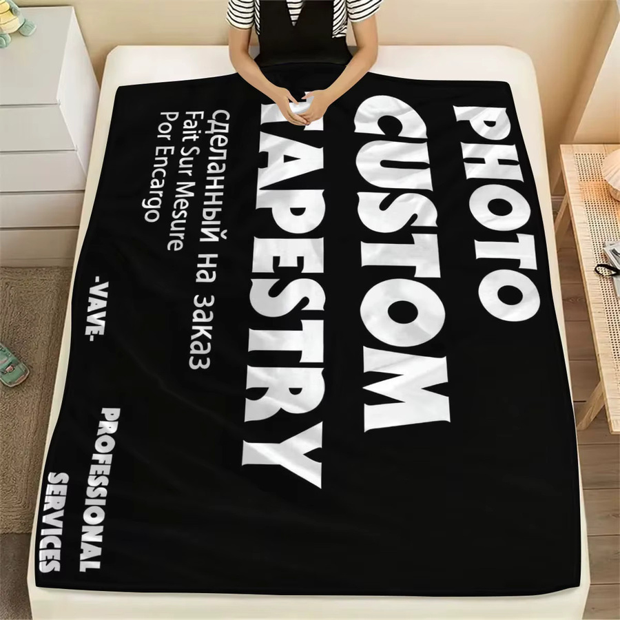 Personalisierte Winter-Flanell-Fotodecke von SRH, weiche Plüsch-Fleece-Decke mit eigenem Bild in Schwarz - Bild 4