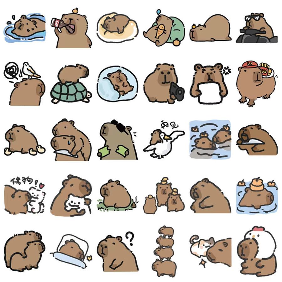 Rspctou Capybara Meme Aufkleber Set, Kawaii Tier-Dekorationsaufkleber in Mehrfarbig für DIY Dekoration, Koffer, Auto oder Gitarre - Bild 3