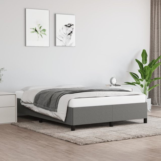 vidaXL Bettgestell mit Stoffbezug in Dunkelgrau, B/T/H: 140 x 190 x 35 cm - Bild 3