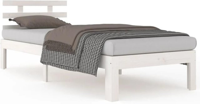 vidaXL Massivholzbett aus Kiefernholz in Weiß, modern gestaltet für Kinder, B/T: 100 x 200 cm - Bild 1