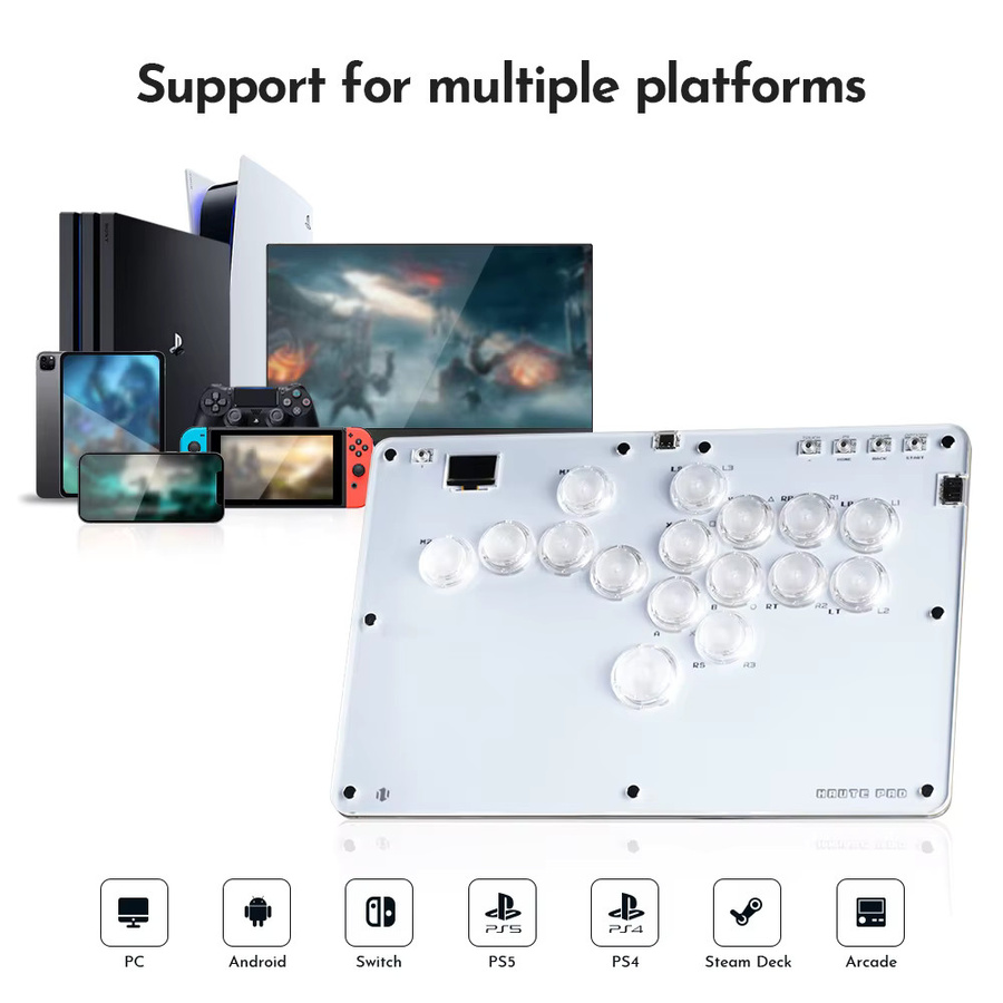 Haute42 Arcade Stick Hitbox Controller Leverless Fightstick für PC, PS4 und PS5 in Weiß - Bild 2