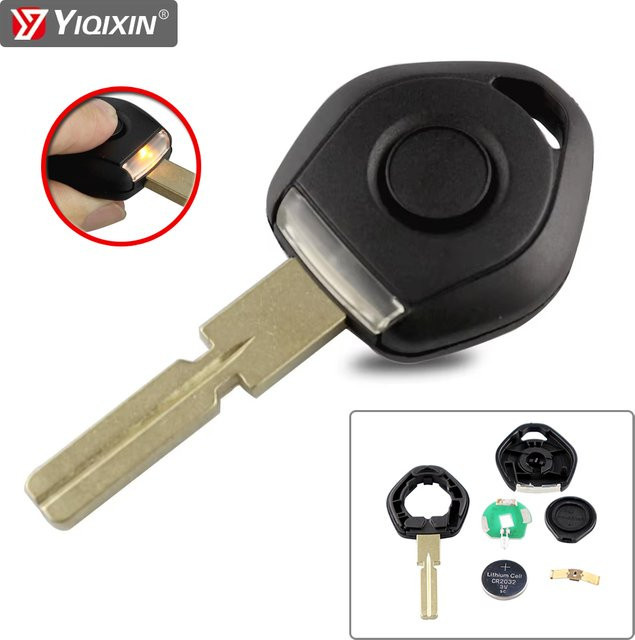 YIQIXIN Fernbedienung Auto Schlüssel Shell für BMW 3 5 7 Z3 E36 E34 E38 mit LED Licht und Transponder, Farbe: Schwarz - Bild 1