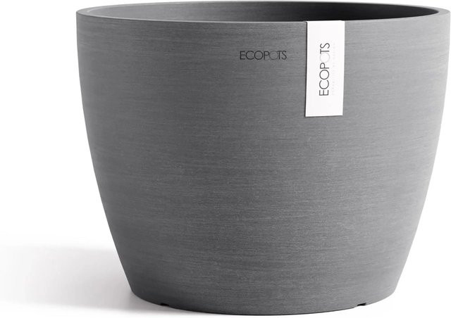 Ecopots Pflanztopf Stockholm Grau rund aus recyceltem Kunststoff, Durchmesser: 31 cm, Höhe: 23,3 cm - Bild 1