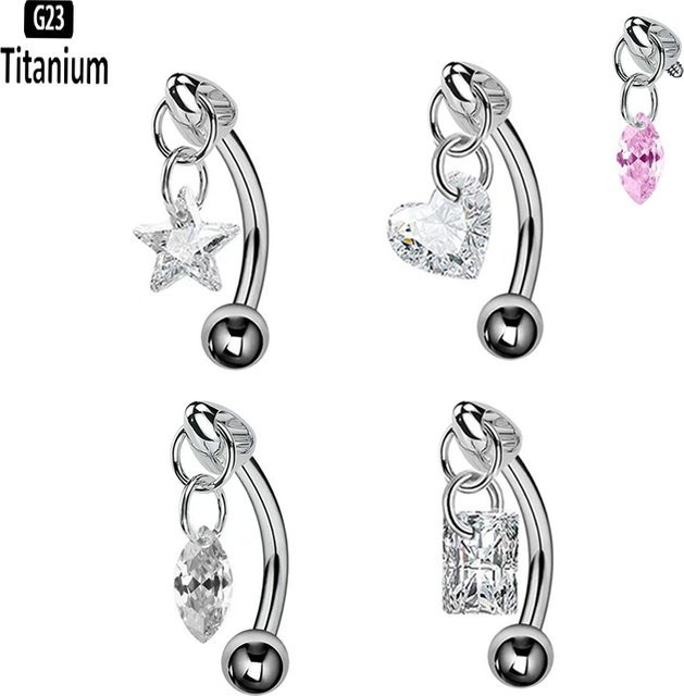 pioroe Piercing Titan, Zirkonia, Silber, 16G - Bild 1