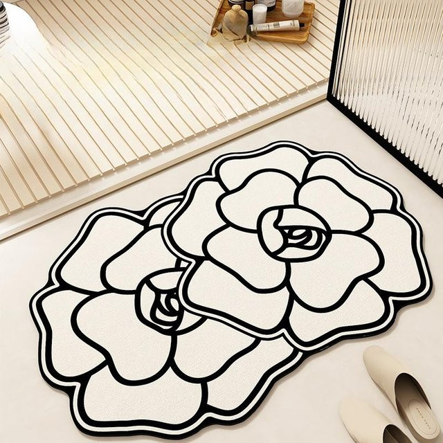 Yiran Furniture Kieselgur Fußmatte Blumen Design, schnelltrocknend und rutschfest, B/T: 50 x 80 cm - Bild 1