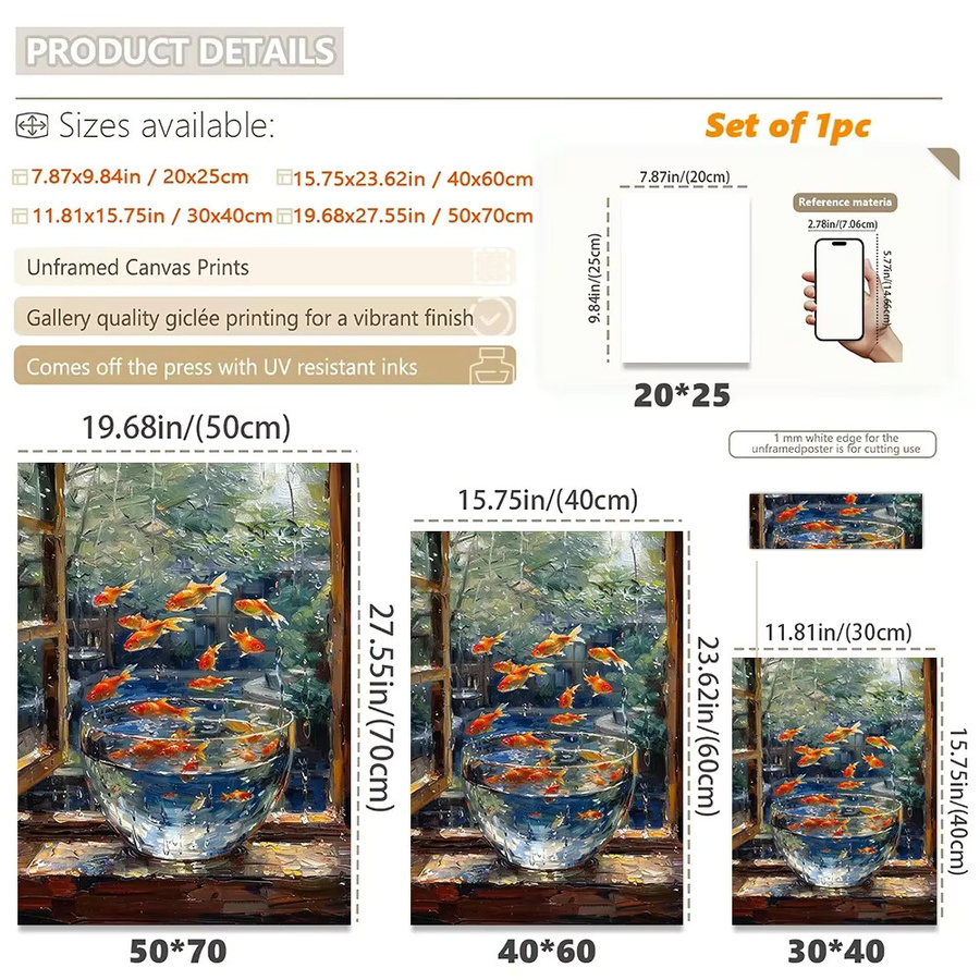 Potdemiel Goldfisch Ölgemälde Textur als modernes abstraktes Leinwandbild in Mehrfarbig - Bild 5
