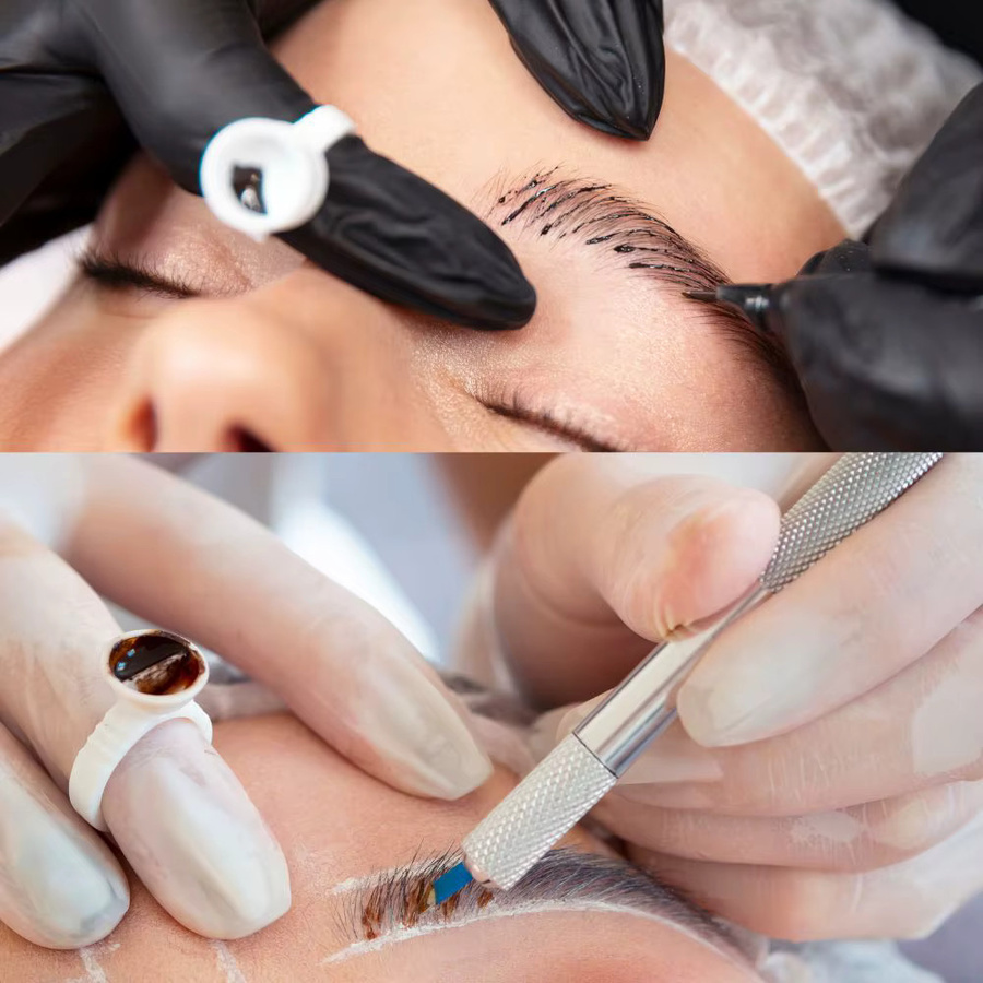 chfeng Tattoo Microblading Pigment Ring Tassen, 100 Stück, Kunststoff - Bild 3
