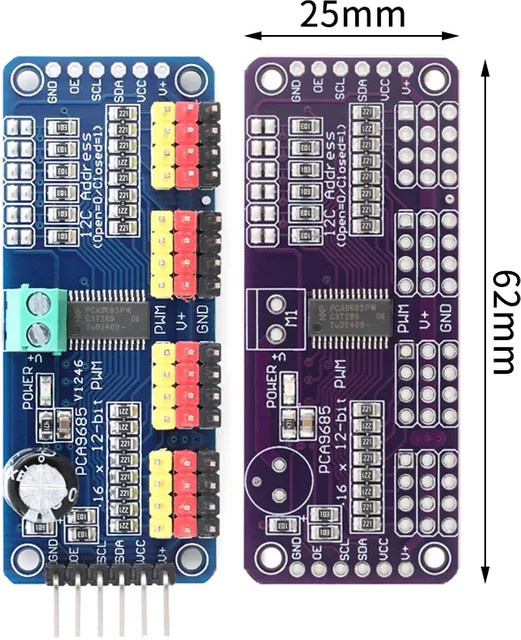 PCA9685 16-Kanal 12-Bit PWM Servo-Treiber mit I2C-Schnittstelle in Blau für Arduino und Raspberry Pi - Bild 1