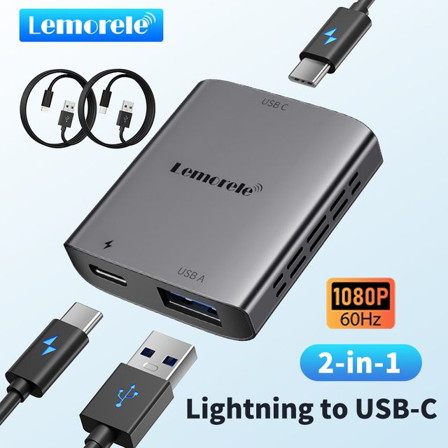 Lemorele Lightning zu USB-C AR-Brillenadapter Typ-C-Hub Ladekonverter und USB-Umschalter für iPhone und iPad - Bild 1