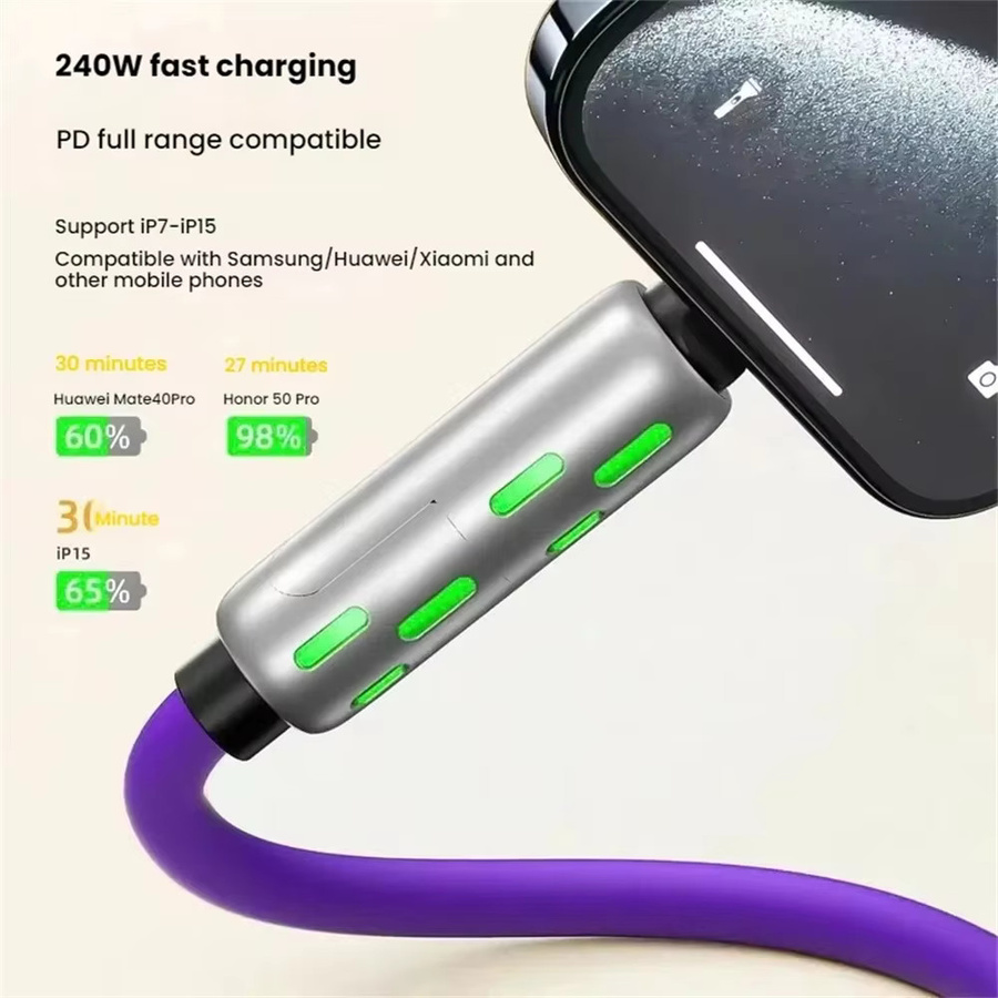 4-in-1 240W USB-C Schnelllade-Datenkabel Multifunktions-Ladekabel in Lila - Bild 5