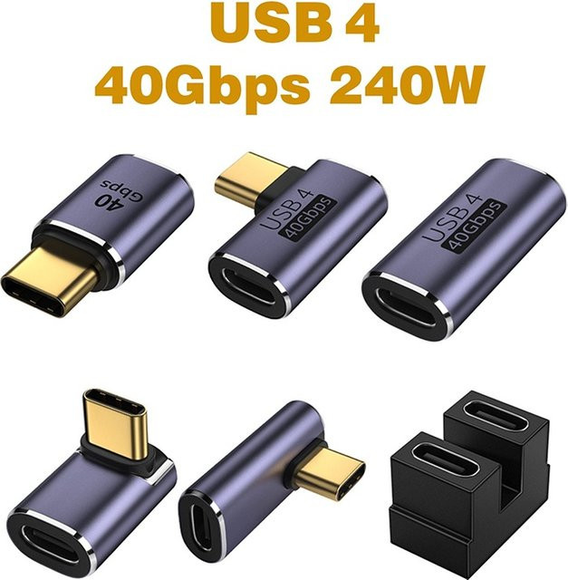 Mrgabwte USB4.0 Adapter USB-C zu USB-C Konverter mit 40Gbps Datentransfer in Grau - Bild 1