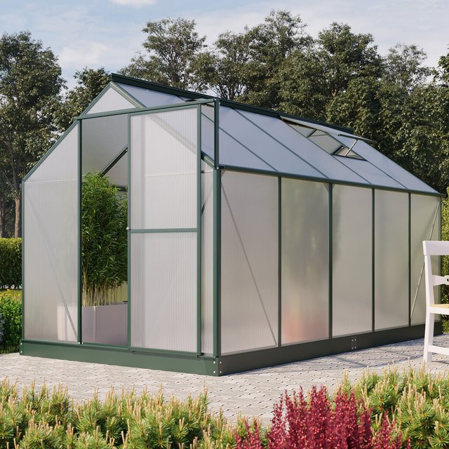 Vitavia Gewächshaus Eos 7500 in Smaragdgrün mit 7,5 m² Fläche, Polycarbonat-Platten und Schwingtür - Bild 1