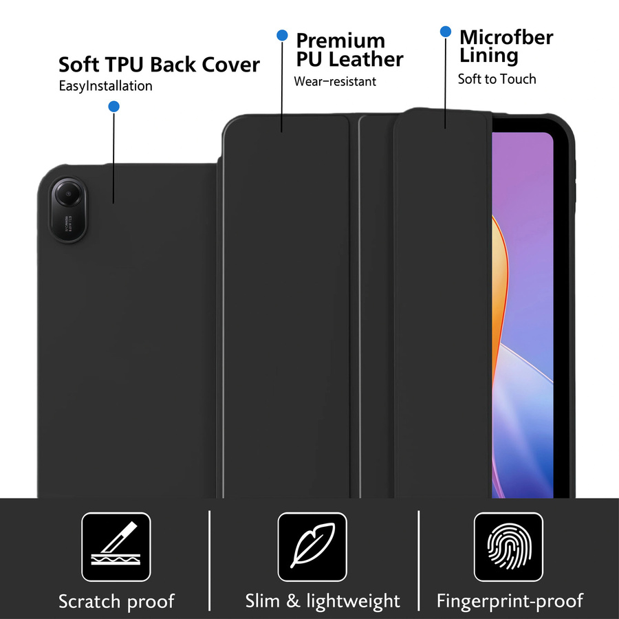 Xiaomi Smart Cover Hülle für Redmi Pad 2 2025 11 Zoll aus PU-Leder mit magnetischer Flip-Funktion und weicher Silikon-Rückschale in Schwarz - Bild 5