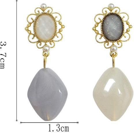 Wucifang Jewelry Ohrclips, Damen, Metall, Kristall, Weiß, Grau, Beige - Bild 1